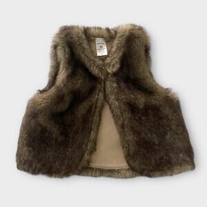 Carter's Faux Fur Vest Brown Toddler Girl 3T Trendy Versatile
